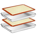 Wildone Baking Sheet with Silicone Mat Set, Set of 4 (2 Sheets + 2 Mats), Wildone Stainless Steel Cookie Sheet Baking Pan with Silicone Mat, Size 12 x 10 x 1 inch, Non Toxic & Heavy Duty & Easy Clean - size: 12 x 10 x 1 inch