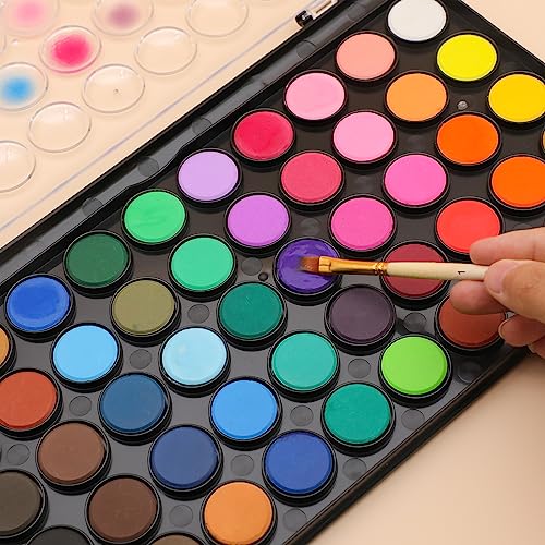 Artecho 48 Colors Watercolor Paint Set, 3 Brushes