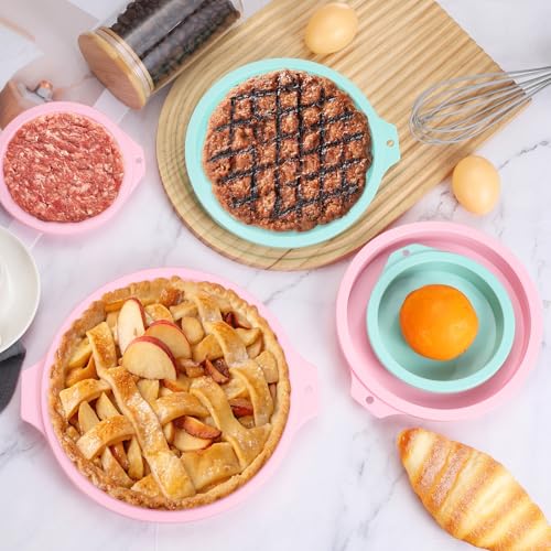 uxcell 2Pcs 4" Air Fryer Egg Pan Easy Release Ramekins Reusable, Pink/Green - color: Pink/Green, size: 4 Inch