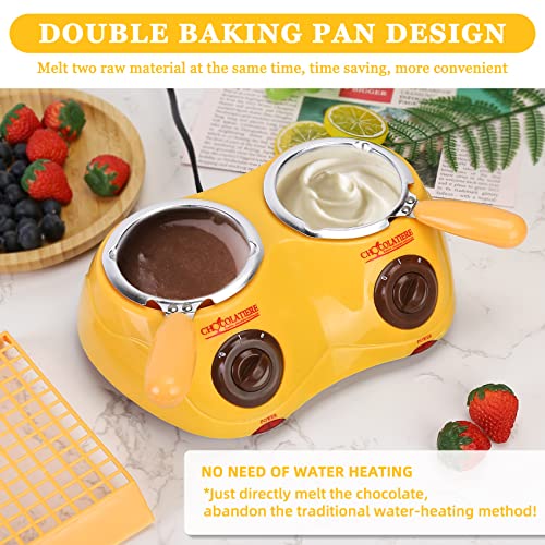 Outamateur Chocolate Melting Pot Electric Chocolate Fondue Mini Fondue Candy Maker with Double Melting Pot for Milk Chocolate,Cheese,Butter,Candy - color: Yellow