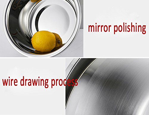 meleg otthon Stainless Steel Bowl,3QT Salad Bowl,Metal Bowls,Stainless Steel Basin,Heavy Duty Deeper Edge Mirror Finish Dishwasher Safe bowl (M)… - color: 9.5" diameter x 4.2"high
