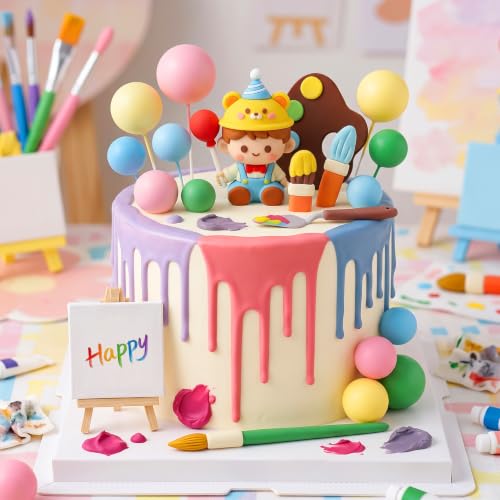 26Pcs Art Paint Cake Topper Paint Brush Cake Decorations