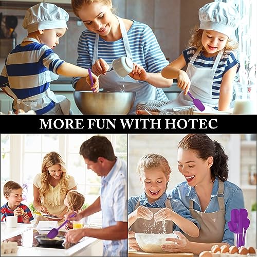 HOTEC BPA-Free Silicone Rubber Spatula Set, Purple, Set of 5 - color: Purple