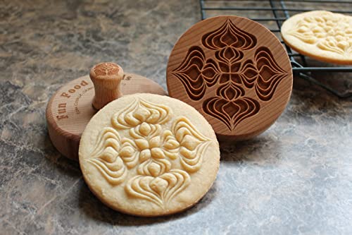 Large Wood Cookie Stamp, 3.1 inch (Lotus Buds CS8-001) - color: Lotus Buds CS8-001