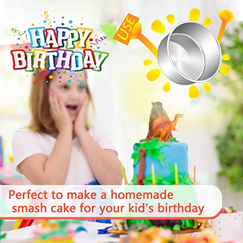 E-far 6 x 3 Inch Cake Pans Set of 3, Stainless Steel Deep Cake Pans - size: 6 x 3 Inch