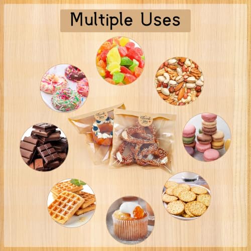 120 Pack Cookie Packaging Bags with Stickers, 8.3×9.8 In Paper Bakery Bags - size: 8.3" x 9.8"