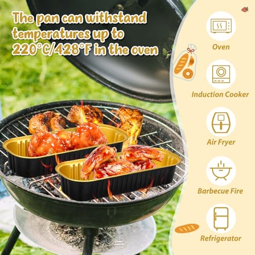 selizo 60 Pack 6.8oz Mini Loaf Baking Cake Pans with Lids, Rectangle Disposable Aluminum Foil Loaf Baking Pans, Small Baking Cake Tins Cup Cake Containers for Individual Cakes - color: Black