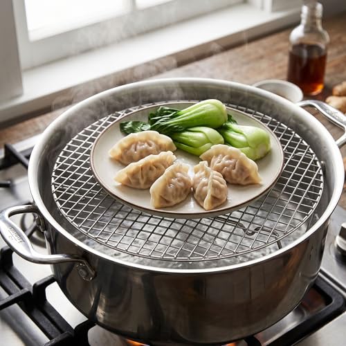TrueCraftware- 12-3/4” Round Steamer Rack/Cooling Rack Nickel Plated- Steamer Insert Steaming Rack Steam Tray Multi-functional Steamer Basket Cookware Veggie Fish Seafood Cooking - size: 12-3/4 Inch