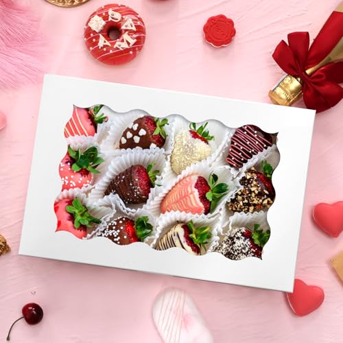 Moretoes 24pcs Cookie Boxes with Window, 12x8x2.5 In White Bakery Boxes - size: 12x8x2.5 Inch (Pack of 24)