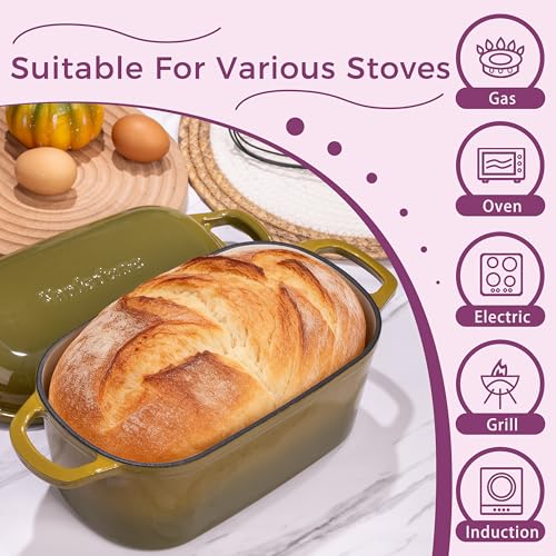 4.6-Quart Oval Dutch Oven for Bread Baking - color: Olive