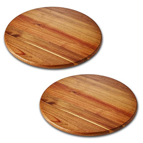 Acacia Wood Lazy Susan Wood Turntable Tray Cabinet Organizer, 12" - color: Acacia, size: 12"