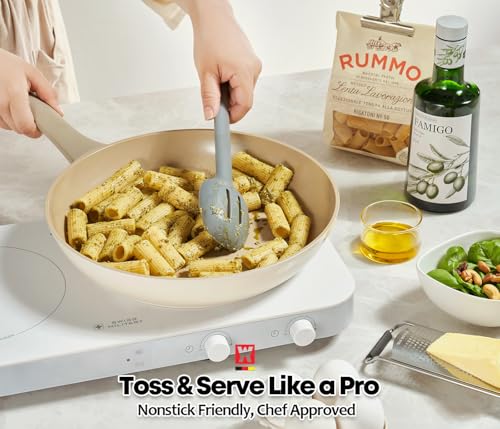 Wagensteiger Dark Gray Versatile Slotted Spoon: Muti-Purpose Cooking Skimmer with Heat Resistant, Non-stick Cookware Safe, Skimmer for Deep Frying Cooking, BPA Free (11.02inch x 2.56inch) - size: 11.02inch x 2.56inch