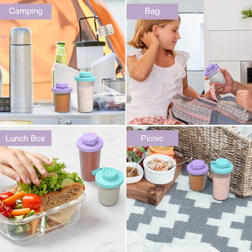 SOPHICO 3.2 & 4.5oz Salt and Pepper Shaker,With Moisture Proof Silicone Lid - color: purple & blue, Medium & Large