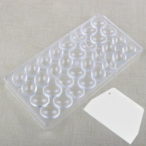 32 Grid Chocolate Candy Mold PC Polycarbonate Chocolate Making Mould with Scraper (Oval Egg Shape) - color: Oval Egg Shape