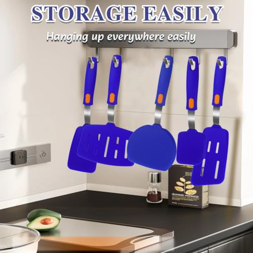 5-Pack Silicone Spatula Set Turner Spatulas (Dark blue) - color: Dark Blue