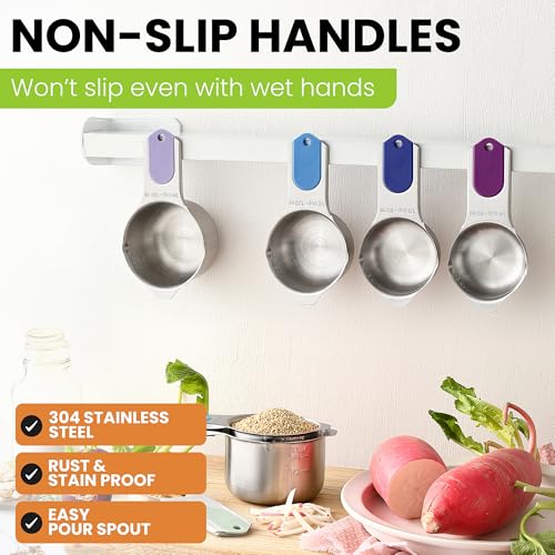 Spring Chef Magnetic Stainless Steel Measuring Cups Set of 7, Winter Frost - color: Winter Frost, size: Magnetic - Set of 7