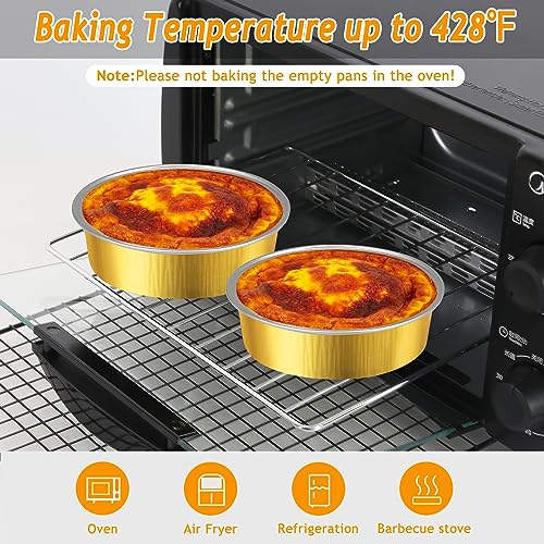LNYZQUS 8oz Mini Pie Tins with Lids 50 Pack, 4 Inch Individual Cake Pans - color: Gold