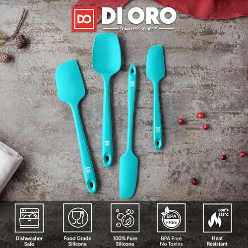 DI ORO Silicone Spatula Set - 600F Heat Resistant, 4-Pc Teal - color: Teal