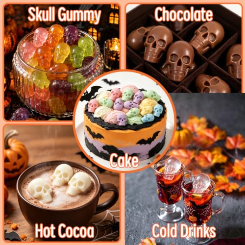 Small Skull Silicone Mold, Halloween Molds for Candy Gummy Chocolate 2 Pack - color: 2 PCS Halloween skull chocolate candy molds