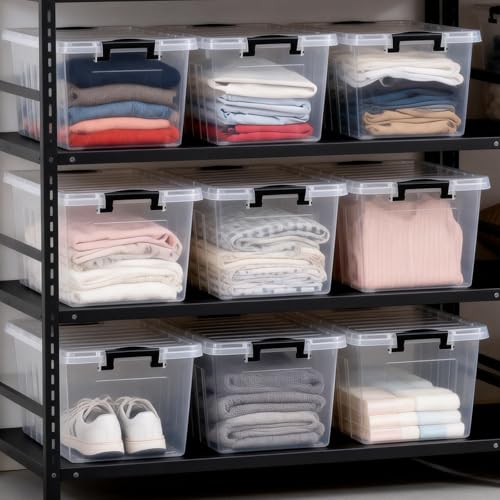 Citylife 22 Qt Plastic Storage Bins with Latching Lids 4 Packs - color: Clear White, size: 22 QT-4 Packs