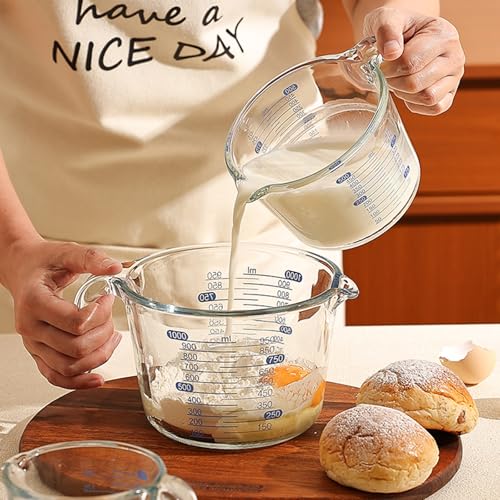 Clear Glass Measuring Jug 3 Pack Kitchen Measuring Cups with Scale - color: Transparent