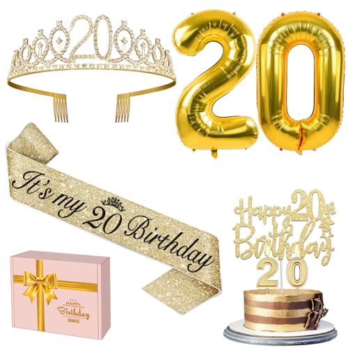 YeohJoy Gold 20th Birthday Decorations for Her - style: 20th