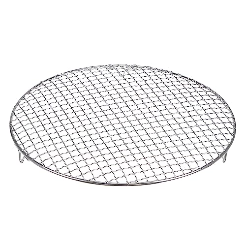 HARFINGTON Round Cooking Rack 13-inch 201 Stainless Steel Cross Wire Barbecue Grill Net with 20mm Legs for Cooking Baking Steaming BBQ - size: 13 Inch 0.07"