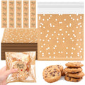 Fuyoooo 50 Pcs Self Adhesive Cookie Bags Cellophane Polka Dot Treat Bags Small Plastic with Thank You Stickers for Party Gift Giving Bakery Biscuit Candy Pastry (5.6 x 5.6 Inch) - size: 5.6 x 5.6 inch