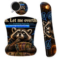 3-in-1 Ergonomic Memory Foam Keyboard Wrist Rest Pad Set, Raccoon - color: 00012