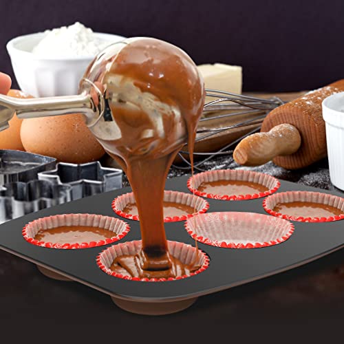 NutriChef 8-Piece Nonstick Stackable Bakeware Set - PFOA, PFOS, PTFE Free Baking Tray Set w/Non-Stick Coating, 450°F Oven Safe, Round Cake, Loaf, Muffin, Wide/Square Pans, Cookie Sheet (Brown) - color: Brown