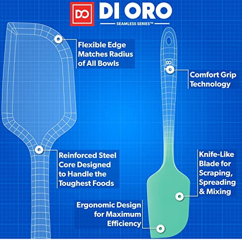 DI ORO Large Silicone Spatula - 600F Heat Resistant, Mint - color: Mint