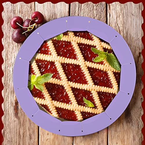 Heavy Duty Silicone Pie Crust Shield Edge Protector Fit 8-10.5 Inch Pie Pan - color: Purple