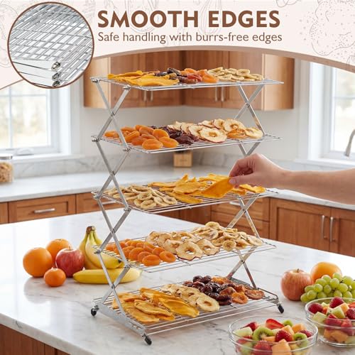Novabright 5 Tier Collapsible Cooling Rack for Baking 16" x 10" Stainless