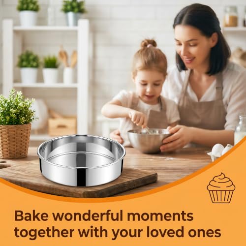 Homikit 6 Inch Round Cake Pan Set of 2, Stainless Steel Smash Baking Pan - size: 6 inch