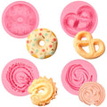 4 Pcs Donut Fondant Molds 4Pcs Cookie Silicone Molds - color: F-25