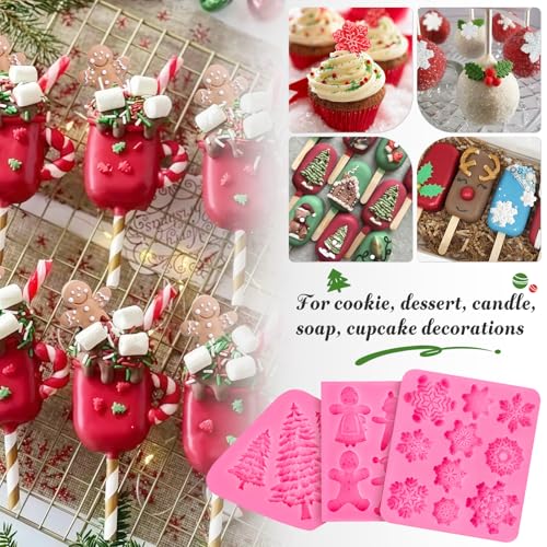 JOERSH Christmas Silicone Fondant Molds, 3 Pcs - style: Christmas