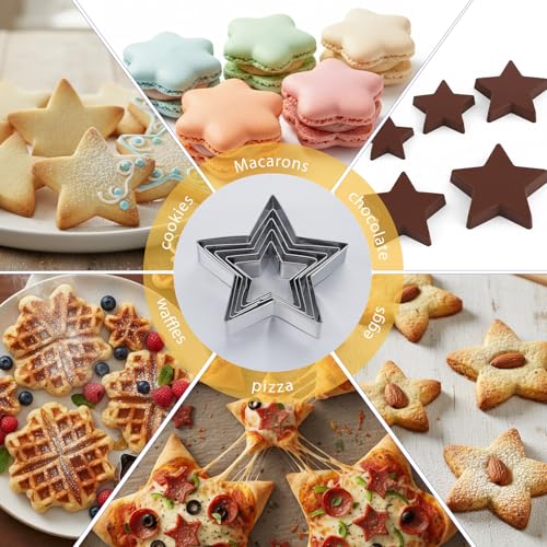 5 Pcs Star Shapes Molds, Star Cookie Cutter Set (5 Sizes)