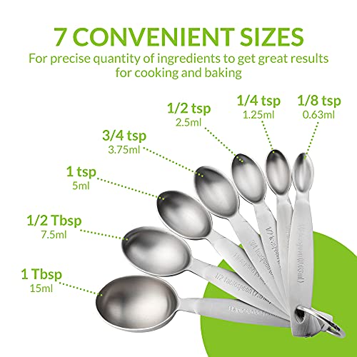 Spring Chef Stainless Steel Measuring Spoons Set of 7 with Leveler