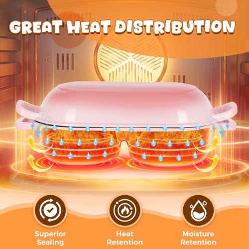 Double Dutch Oven for Sourdough Bread Baking, 2.6QT (Pink) - color: Pink