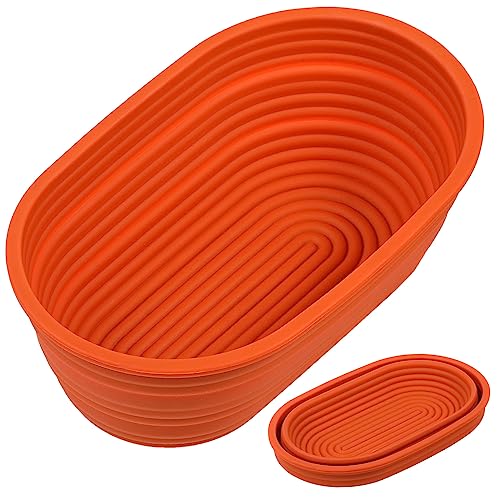 Webake Oval Bread Proofing Basket Silicone, 10 Inches Collapsible Sourdough Bread Baking Supplies Dough Proofing Bowl Containers Oven Safe Baking Gifts for Bakers - style: Oval