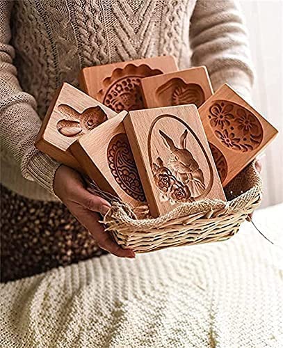 MOTEERLLU Wooden Springerle Cookie Molds for Baking, Easter Egg - style: Easter Egg