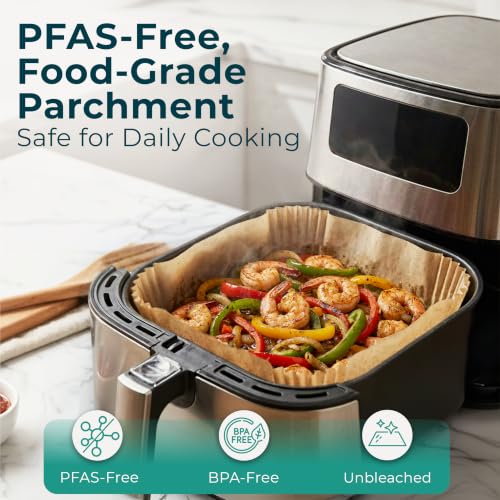 Air Fryer Liners Disposable Large 9.1” Square for 8-12 QT Basket - 128 Pcs - size: 9 inch - Square