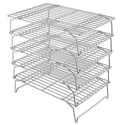 Leonyo 5-Tier 15x10IN Cookie Cooling Rack for Cooking Stackable Collapsible