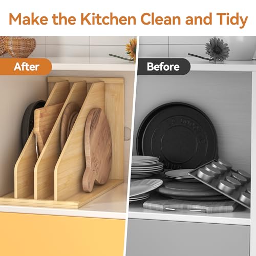 tonchean Wood Tray Dividers for Cabinet with 3 Sections