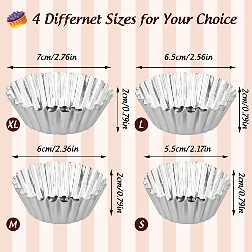 20 Pack Egg Tart Pans, 2.6 x 0.8in Small Metal Cupcake Pans Pie Cookie Muffin Tins Reusable Baking Mold Cups - size: L