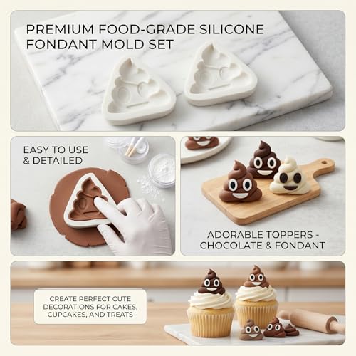 3D Smiling Poop Emoji Silicone Mold, Funny Gag Poop Fondant Mold - color: Emoji Silicone Molds