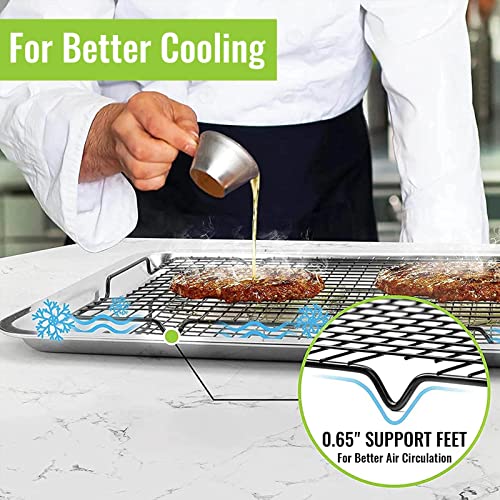HULISEN Cooling Rack 4-Pack, 16 x 10 Inch Nonstick Baking Rack with Handles - color: Black, size: 4 Packs