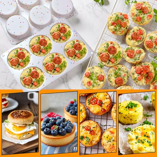 Silicone Egg Bite Molds, 3 Pack Deep 3 Inch Round Molds for Egg Breakfast Sandwiches, Omelets, Dinner Rolls, Baking - White - color: White, size: Round-3pcs