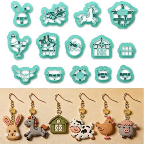 ORIGACH 14 Pcs Farm Animal Clay Cutters Set - style: Farm Animals
