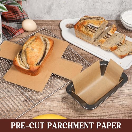 Webake 200Pcs Unbleached Parchment Paper Mini Loaf Pan Liners for 6x3 Small Banana Bread Pan, Original Precut, Non Toxic Baking Paper - color: Brown 6x3